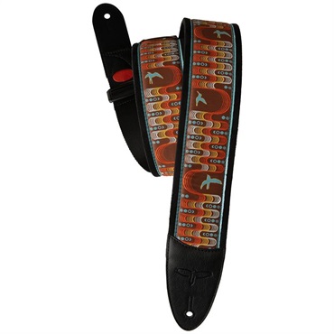 P.R.S. PRS 2.4inch Padded Guitar Strap w/FLASH Custom Jacquard Birds Wavelength (Orange)
