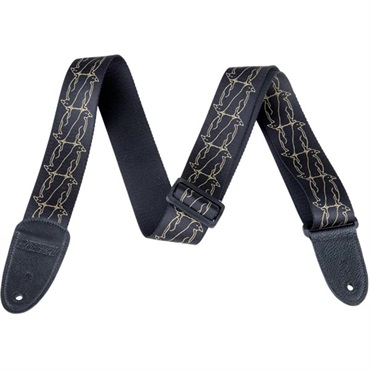 Gretsch Alternating Black Penguins Strap， Gold(9227364002)
