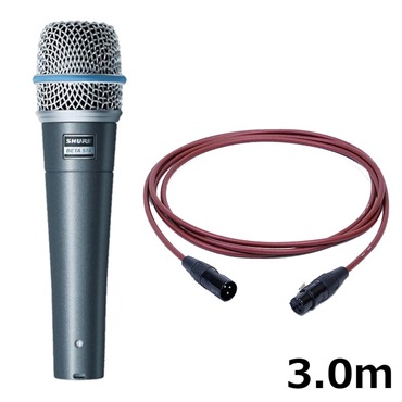 BETA 57A-J【PASSGO REDマイクケーブルセット(XLR-XLR)3.0ｍ】(国内正規品2年保証)(シュア)(ダイナミックマイク)(BETA57A)