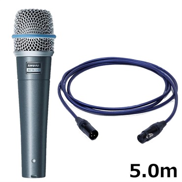 SHURE BETA 57A-J【PASSGO BLUEマイクケーブルセット(XLR-XLR)5.0ｍ】(国内正規品2年保証)(シュア)(ダイナミックマイク)(BETA57A)