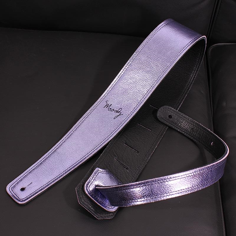 Handmade Leather Straps Leather & Leather Series 2.5inch Standard Tail 【 Metallic Lilac / Black 】の商品画像