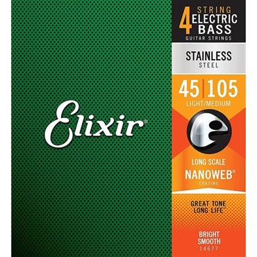 ELIXIR Stainless Steel Bass Strings with ultra-thin NANOWEB Coating (Light/Medium Long 045-105) #14677 画像1