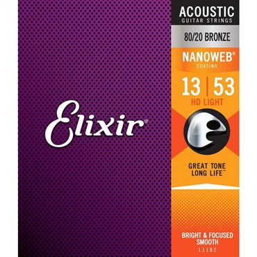 ELIXIR Acoustic 80/20 Bronze with NANOWEB Coating #11182 (HD Light/13-53) 画像1