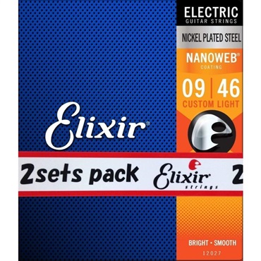 ELIXIR Electric Nickel Plated Steel with NANOWEB Coating 2SET PACK #12027 (Custom Light/09-46) 画像1