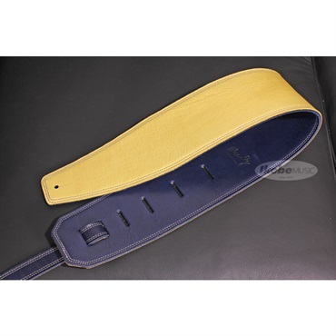 Moody Handmade Leather Straps Leather & Leather Series 4.0inch Standard Tail 【 Navy / Cream 】 画像1