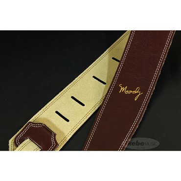 Moody Handmade Leather Straps Leather & Suede Series 2.5inch Standard Tail 【 Dark Chocolate / Cream 】 画像1