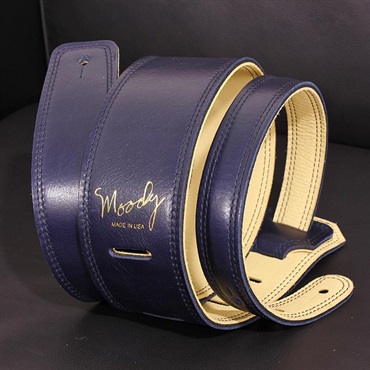 Moody Handmade Leather Straps Leather & Leather Series 2.5inch Standard Tail 【 Navy / Cream 】 画像2