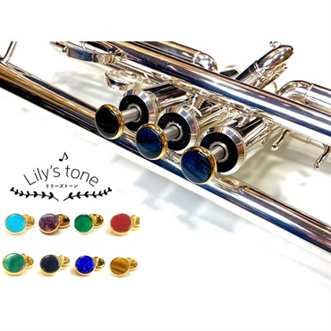 Lily's tone リリーズトーン / ヤマハ用 トランペット ピストン ボタン 赤メノウ 金メッキ仕上げ 3個 (1セット) 画像1