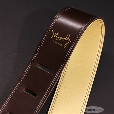 Moody Handmade Leather Straps Leather & Leather Series 2.5inch Long Tail 【 Dark Chocolate / Cream 】 画像1