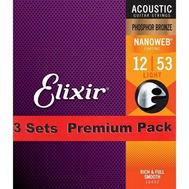 ELIXIR Acoustic Phosphor Bronze with NANOWEB Coating 3SET PACK #16052 (Light/12-53) 画像1