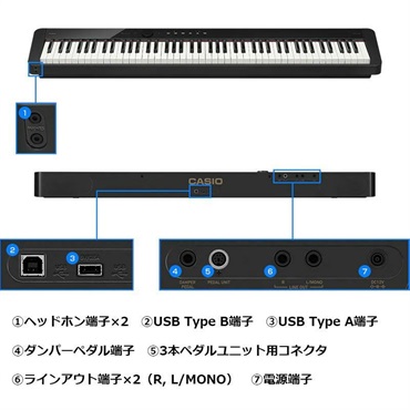 CASIO カシオ Privia PX-S1100RD+純正スタンド+高低自在イス+ダンパーペダルセット【代引不可】【沖縄・離島送料別途見積】(電子ピアノ) 画像2