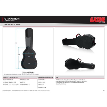 GATOR GTSA-GTRLPS [レスポール用ハードケース] 画像5