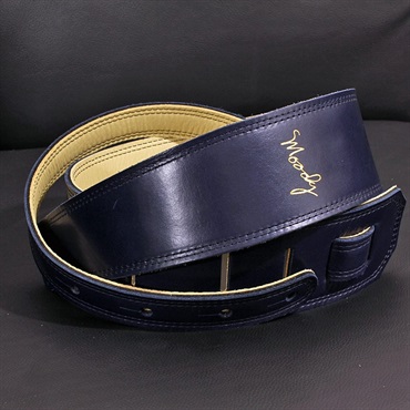Moody Handmade Leather Straps Leather & Leather Series 2.5inch Long Tail 【 Navy / Cream 】 画像2