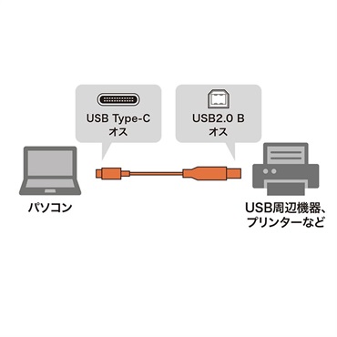 SANWA SUPPLY 【夏先取り大特価セール】KU-CB20 【2.0m】(USB2.0 Type C-Bケーブル)(サンワサプライ) 画像1