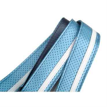 Couch Guitar Strap RacerX Aqua Metallic and White Camino 画像1
