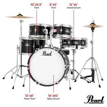 Pearl ROADSHOW Jr. Drum Set - Jet Black [RSJ465/C #31] 【キッズにもおすすめ！】 画像3