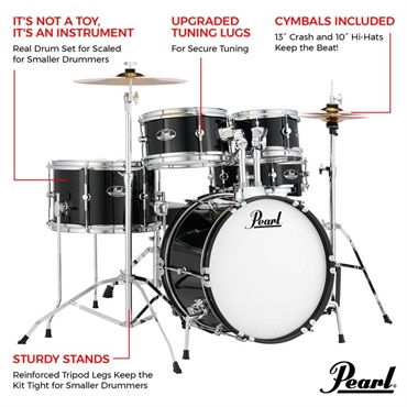 Pearl ROADSHOW Jr. Drum Set - Jet Black [RSJ465/C #31] 【キッズにもおすすめ！】 画像5