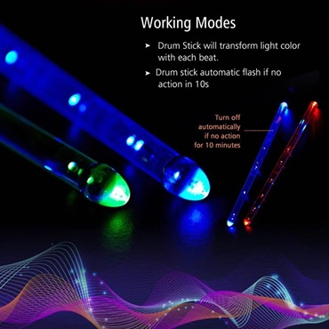 ammoon LED Light Up Drumsticks 【USB充電できるLEDドラムスティック！】 画像4