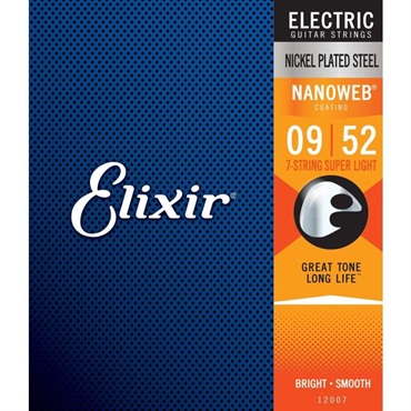ELIXIR Electric Nickel Plated Steel with NANOWEB Coating #12007 (7-string Super Light/09-52) 画像1