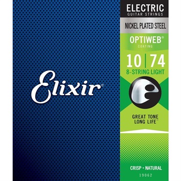 ELIXIR Electric Nickel Plated Steel with OPTIWEB Coating #19062 (8-string Light/10-74) 画像1