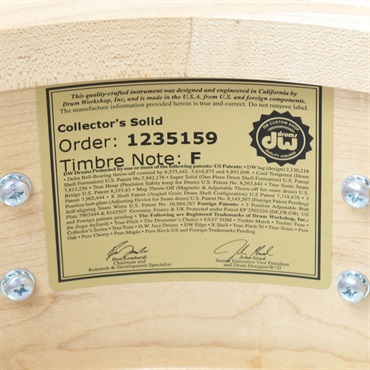 dw Collector's Steam Bent Solid Maple Snare Drum 14×6.5 - Natural Satin [DW-SL1465SD/SO-NAT/C]【お取り寄せ商品】 画像9