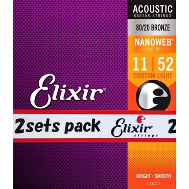 ELIXIR 11027 2pack アコースティック 80/20ブロンズ NANOWEB カスタムライト 011-052 画像1