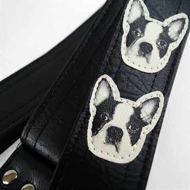 Couch Guitar Strap ワン・ワン・ワン・クロ [Dog Guitar Strap Black/White Dogs] 画像1