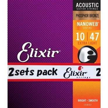 ELIXIR 16002 2pack アコースティック フォスファーブロンズ NANOWEB エクストラライト 010-047 画像1