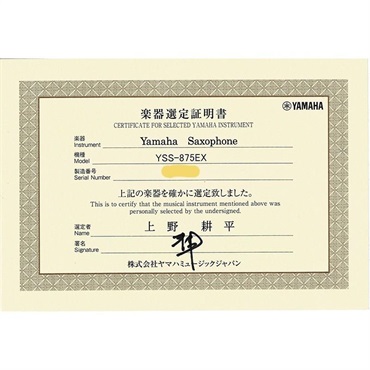 YAMAHA 【上野耕平氏選定品】ソプラノサックス ヤマハ YSS-875EX 【調整&セットアップ後出荷】【5年間キーバランス調整無料】 画像1