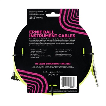 ERNIE BALL Braided Instrument Cable 18ft S/L (Neon Yellow) [#6085] 画像1