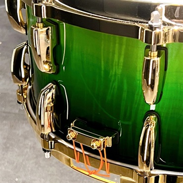 Pearl Masterworks Snare Drum 14×6.5 - Emerald Fade over White Sycamore w/Gold Parts [MWA1465SG] 画像2