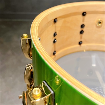 Pearl Masterworks Snare Drum 14×6.5 - Emerald Fade over White Sycamore w/Gold Parts [MWA1465SG] 画像4