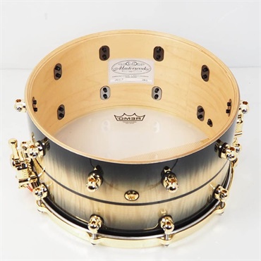 Pearl Masterworks Snare Drum 14×7 - Natural to Black Burst over White Sycamore w/Ebony Inlay/Gold Parts [MWAC1470S-G] 画像9