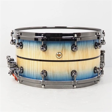 Pearl Masterworks Snare Drum 14×7 - Natural to Blue Burst over White Sycamore w/Ebony Inlay/Black Ninickel Parts [MWAC1470S-BN] 画像1
