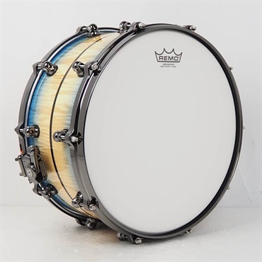 Pearl Masterworks Snare Drum 14×7 - Natural to Blue Burst over White Sycamore w/Ebony Inlay/Black Ninickel Parts [MWAC1470S-BN] 画像3