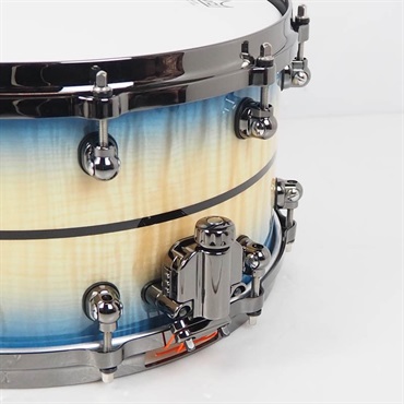 Pearl Masterworks Snare Drum 14×7 - Natural to Blue Burst over White Sycamore w/Ebony Inlay/Black Ninickel Parts [MWAC1470S-BN] 画像6
