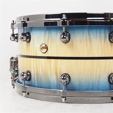 Pearl Masterworks Snare Drum 14×7 - Natural to Blue Burst over White Sycamore w/Ebony Inlay/Black Ninickel Parts [MWAC1470S-BN] 画像7
