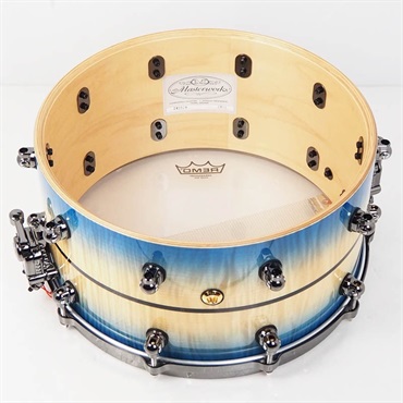 Pearl Masterworks Snare Drum 14×7 - Natural to Blue Burst over White Sycamore w/Ebony Inlay/Black Ninickel Parts [MWAC1470S-BN] 画像9
