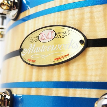 Pearl Masterworks Snare Drum 14×7 - Gloss Natural Sycamore w/Metallic Blue Stripe and Ebony Inlay/Ninickel Finish Parts [MWAC1470S-N] 画像2