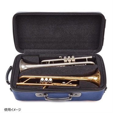 GARD BAGS ガードバッグス / ファイバーグラス シリーズ 4-EHSNB-K トランペット用 ダブル ケース / ネイビーコーデュラ ナイロン・ブラックレザー トリム・イエローハイライト 画像4