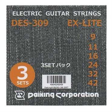 Daiking Corporation エレキギター弦 DES-309 09-42×3セット【ピック1枚付き】 画像1