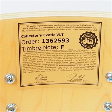 dw 【秋のスーパーセール】DRX66514SSC636 [Collector's Pure Maple Old Style VLT Shell 14×6.5 / Natural Lacquer Over Koa] 【在庫処分特価品】 画像10
