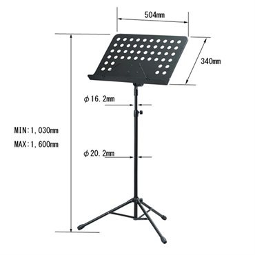キョーリツ M-300B/BK (ブラック)(譜面台)(穴あきタイプ) 画像2