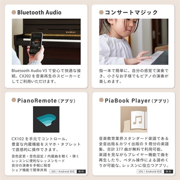 KAWAI 【全国配送設置無料※】CX202B (サテンブラック調仕上げ)(カワイ)(電子ピアノ)(デジタルピアノ)(88鍵盤)(Bluetooth搭載) 画像8
