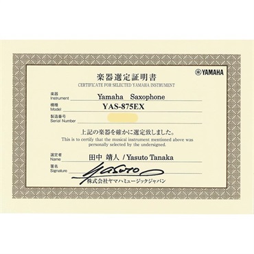 YAMAHA 【田中靖人氏選定品】アルトサックス ヤマハ YAS-875EX 【調整&セットアップ後出荷】【5年間キーバランス調整無料】【演奏＆お手入れに必要なもの全て付いてます】 画像2
