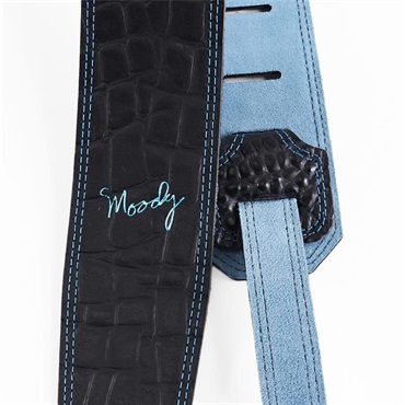 Moody Faux Gator Leather-Suede 2.5inch Standard Tail [Black-Sky Blue] 画像1