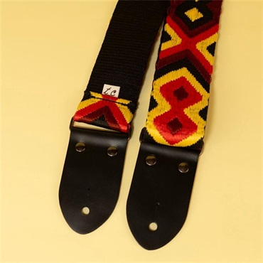 tsundrum_chan ダイヤジャカードギターストラップ　ブラック×レッド 画像4