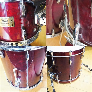 Pearl USED 中古 90s MR 4pc Set [Classic Maple Series/22BD，10TT，12TT，16FT/#100 Wine Red/ファイバーケース付属][Made In Japan] 画像9