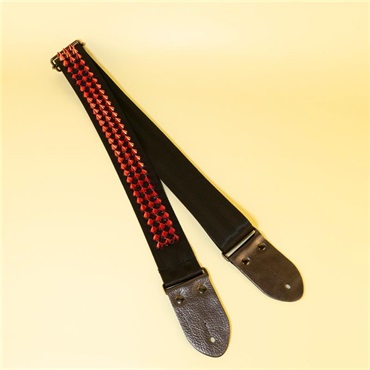 tsundrum_chan メタルスタッズギターストラップS　ブラック×レッド｜Heavy Metal Studded Guitar Strap S - Black & Devil Red 画像2