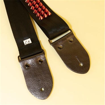 tsundrum_chan メタルスタッズギターストラップS　ブラック×レッド｜Heavy Metal Studded Guitar Strap S - Black & Devil Red 画像6